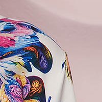 Bluza dama StarShinerS office cu croi larg asimetrica din material neelastic si imprimeu floral unic