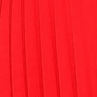 Irodai midi piros rakott, pliszírozott harang ruha vékony merevitett anyagból öv típusú kiegészítővel