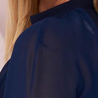 Bluza dama din material subtire cu un croi mulat si maneci din voal cu imprimeu digital - StarShinerS
