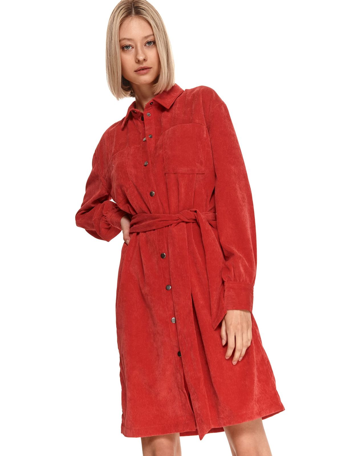 Red dress long sleeve loose fit soft fabric from velvet detachable cord