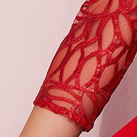 - StarShinerS red dress cloche asymmetrical with lace details georgette