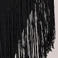 Rochie din crep neagra midi tip creion cu decolteu petrecut si franjuri decorativi - StarShinerS