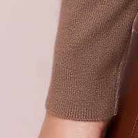 Bluza dama SunShine cappuccino mulata din material tricotat elastic si fin cu aplicatii cu paiete