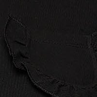 Fekete női blúz szűk szabású elől egy zseb fodros rugalmas pamut