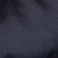 Geaca albastru-inchis lunga din fas cu buzunare si gluga accesorizata cu blana ecologica