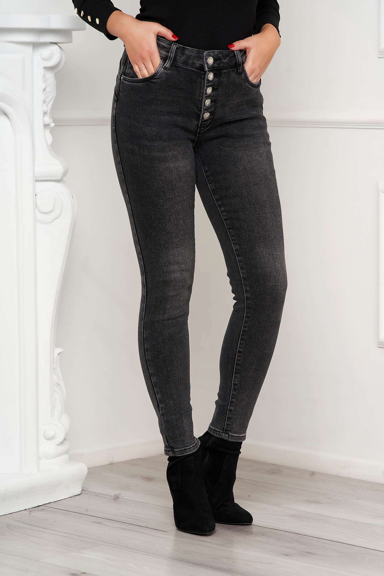 Black jeans high waisted skinny jeans with buttons