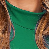 Zöld StarShinerS magas nyakú harang rövid ruha krepp anyagból