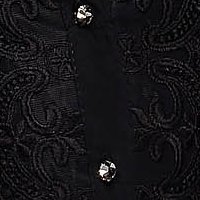 Black body office accessorized with breastpin with lace details poplin