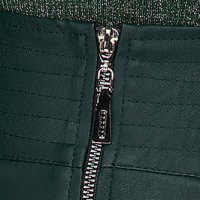 Dark Green Faux Leather Pencil Skirt with High Waist - SunShine