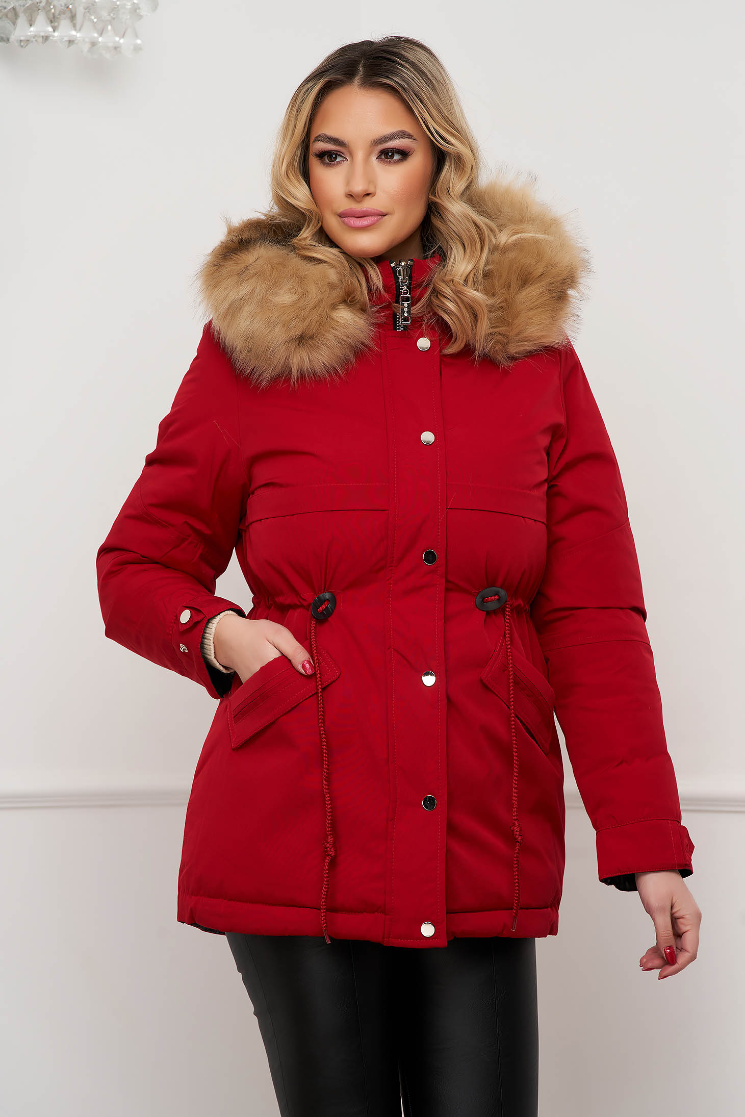 Red jacket straight double-faced from slicker