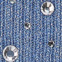 Bluza dama SunShine albastra tricotata mulata cu pietre strass cu fir stralucitor