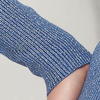 Bluza dama SunShine albastra tricotata mulata cu pietre strass cu fir stralucitor