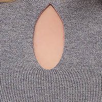 Bluza dama din tricot fin gri cu decupaje in material si perle - SunShine