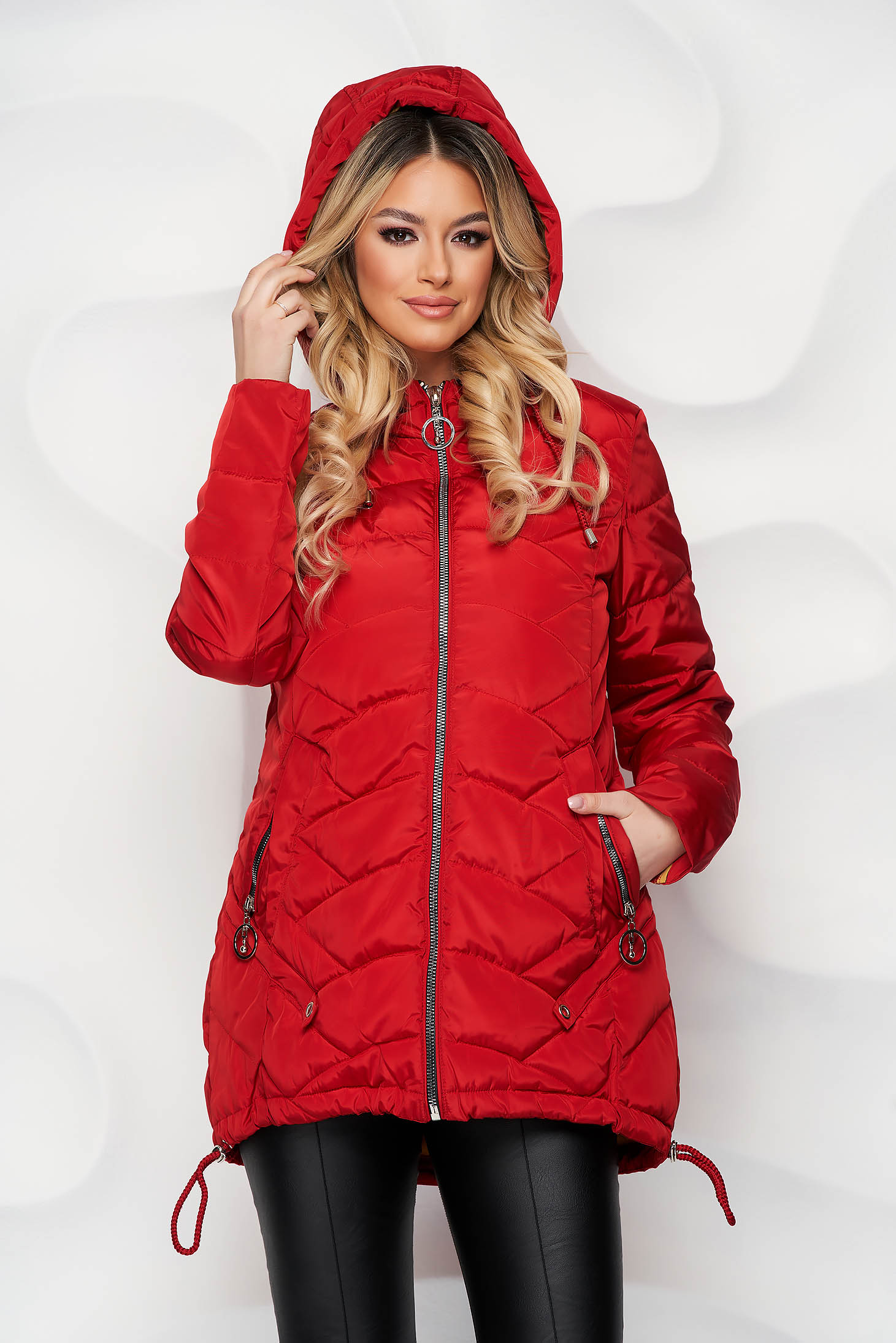 Red jacket from slicker loose fit with laced details