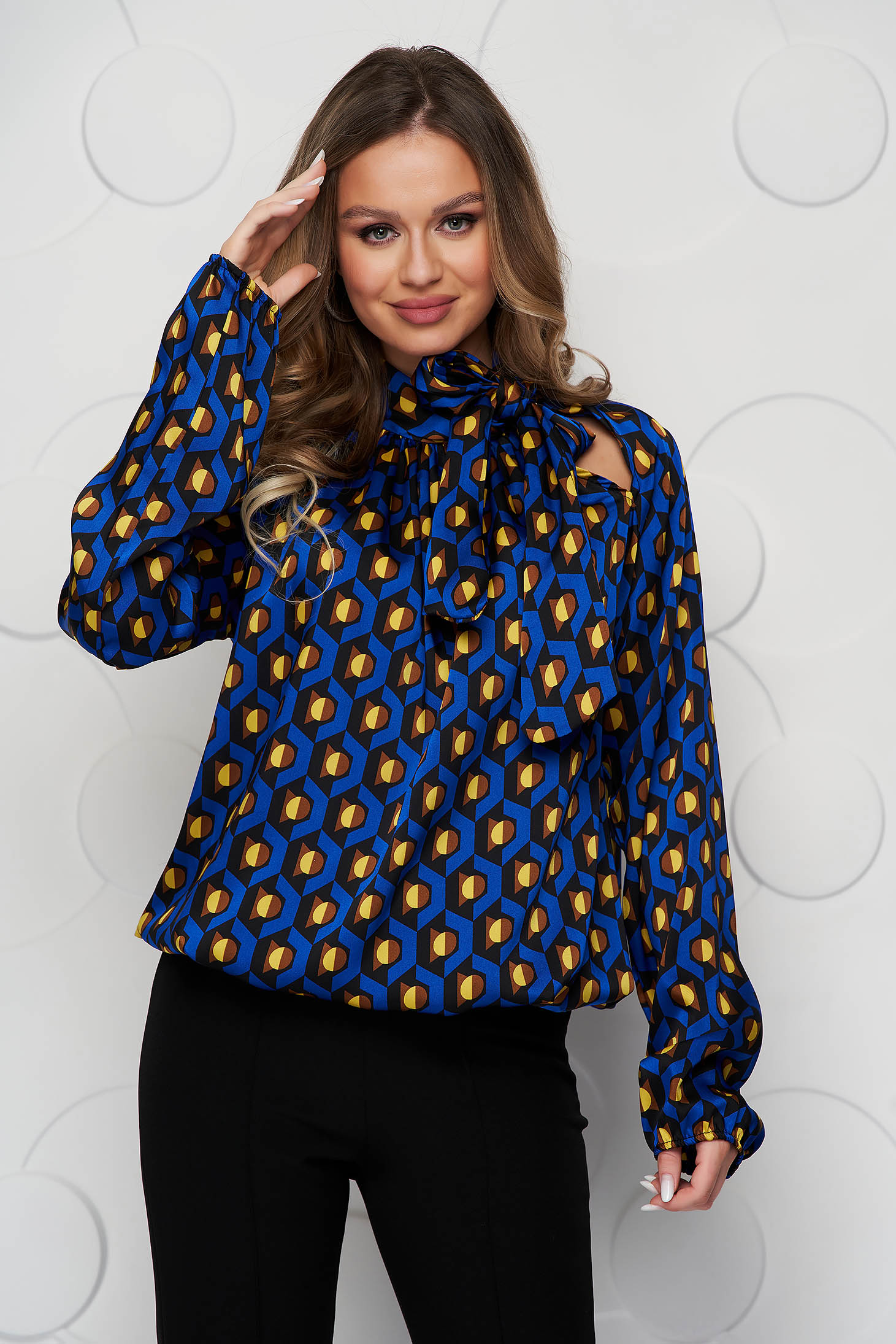 Women`s blouse from satin loose fit