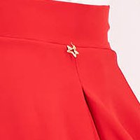 Fusta din stofa elastica rosie in clos cu buzunare laterale - StarShinerS