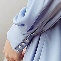 Rochie din voal albastru-deschis scurta in clos cu maneci bufante - Artista