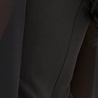 Rochie din stofa elastica neagra cu un croi drept si maneci din voal - StarShinerS
