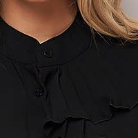 Camasa dama SunShine neagra din material vaporos si transparent cu accesoriu tip curea