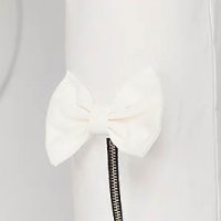 Pantaloni din material elastic ivoire conici cu talie inalta - SunShine