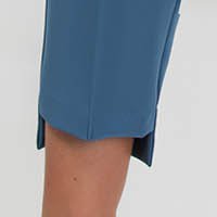 Pantaloni din stofa usor elastica albastri lungi conici cu talie medie - PrettyGirl