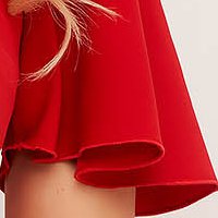 Red Fabric Knee-Length Pencil Dress with Bell Sleeves - StarShinerS