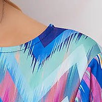 Midi lycra StarShinerS ruha harang alakú gumirozott derékrésszel absztrakt mintával