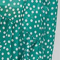 Zöld StarShinerS pöttyös midi muszlin harang alakú ruha gumirozott derékrésszel