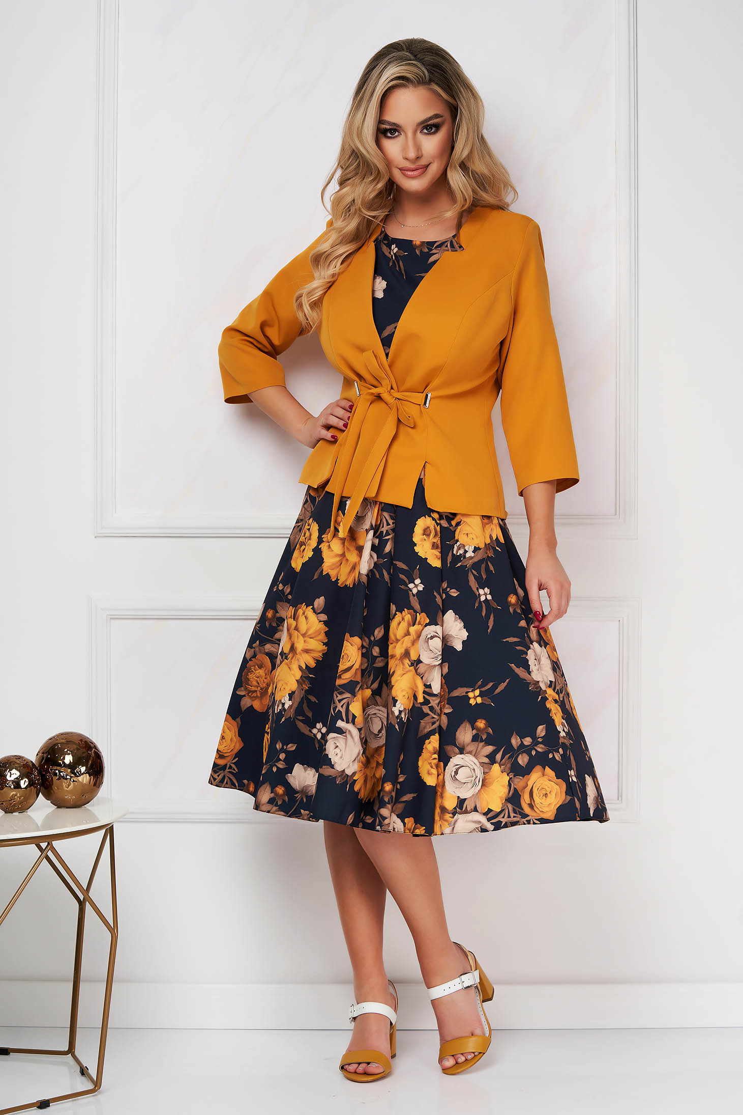 Dress cloche midi georgette with floral print