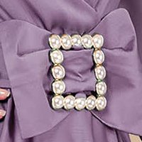 Light Purple Voile Midi A-Line Dress with Crossover Neckline - PrettyGirl