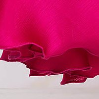 Fuchsia Satin Midi Swing Dress with Crossover Neckline - PrettyGirl
