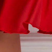 Red Satin Midi Swing Dress with Crossover Neckline - PrettyGirl