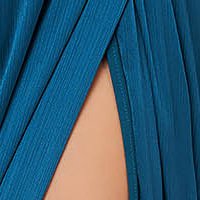 Kék hosszú muszlin harang ruha mély dekoltázzsal