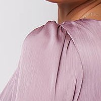 Dusty Pink Crepon Voile Long A-Line Dress with Deep Neckline - Artista