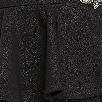 Rochie din stofa elastica neagra tip creion cu flori in relief - StarShinerS