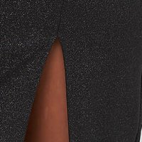 Rochie din stofa elastica neagra tip creion cu flori in relief - StarShinerS