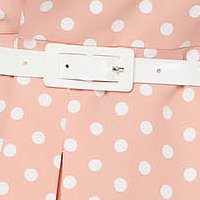 Cloche elastic cloth dots print waist pleats dress