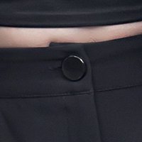 Pantaloni din stofa usor elastica negri conici cu talie inalta si franjuri metalici - StarShinerS