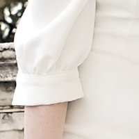 Ivory Elastic Fabric Short Pencil Dress with Metallic Fringes - StarShinerS