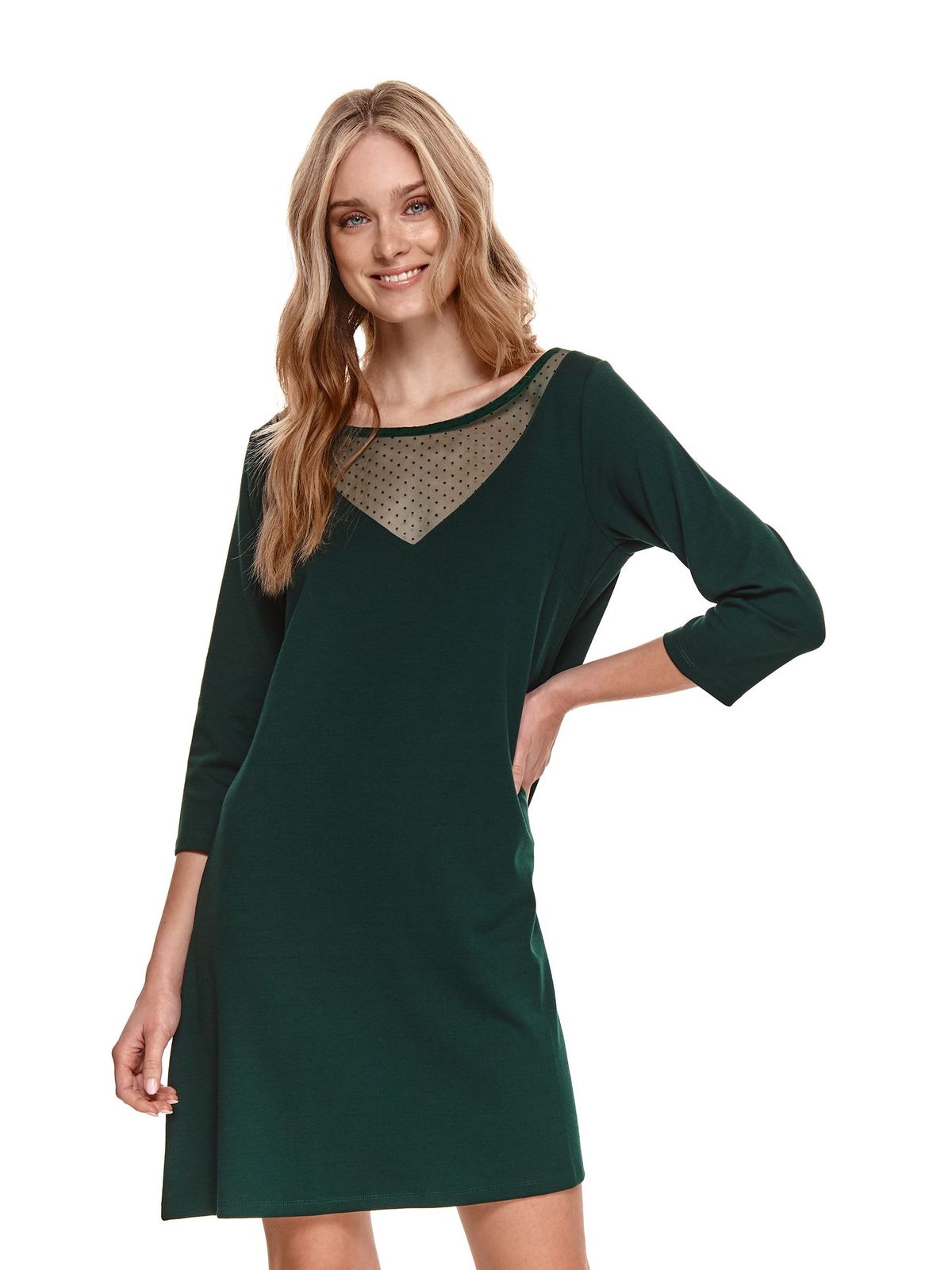 Darkgreen dress a-line plumeti