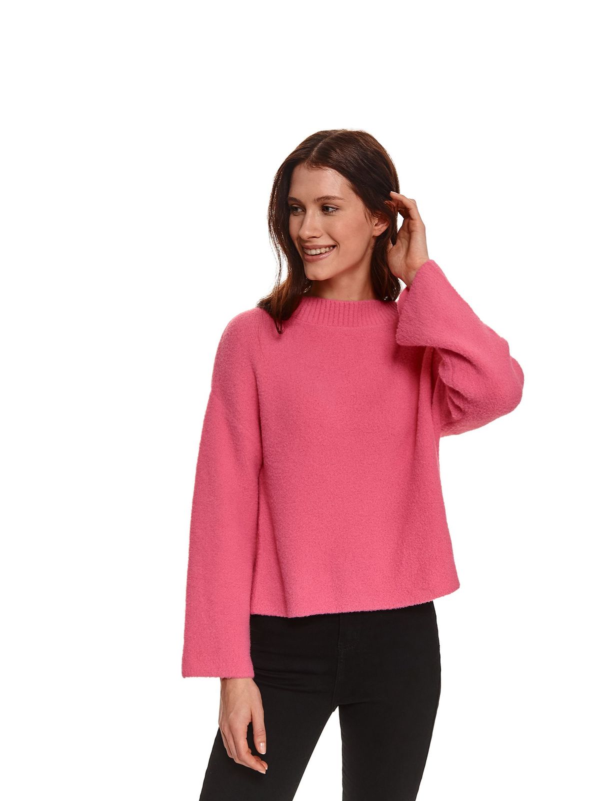 Pink sweater knitted loose fit
