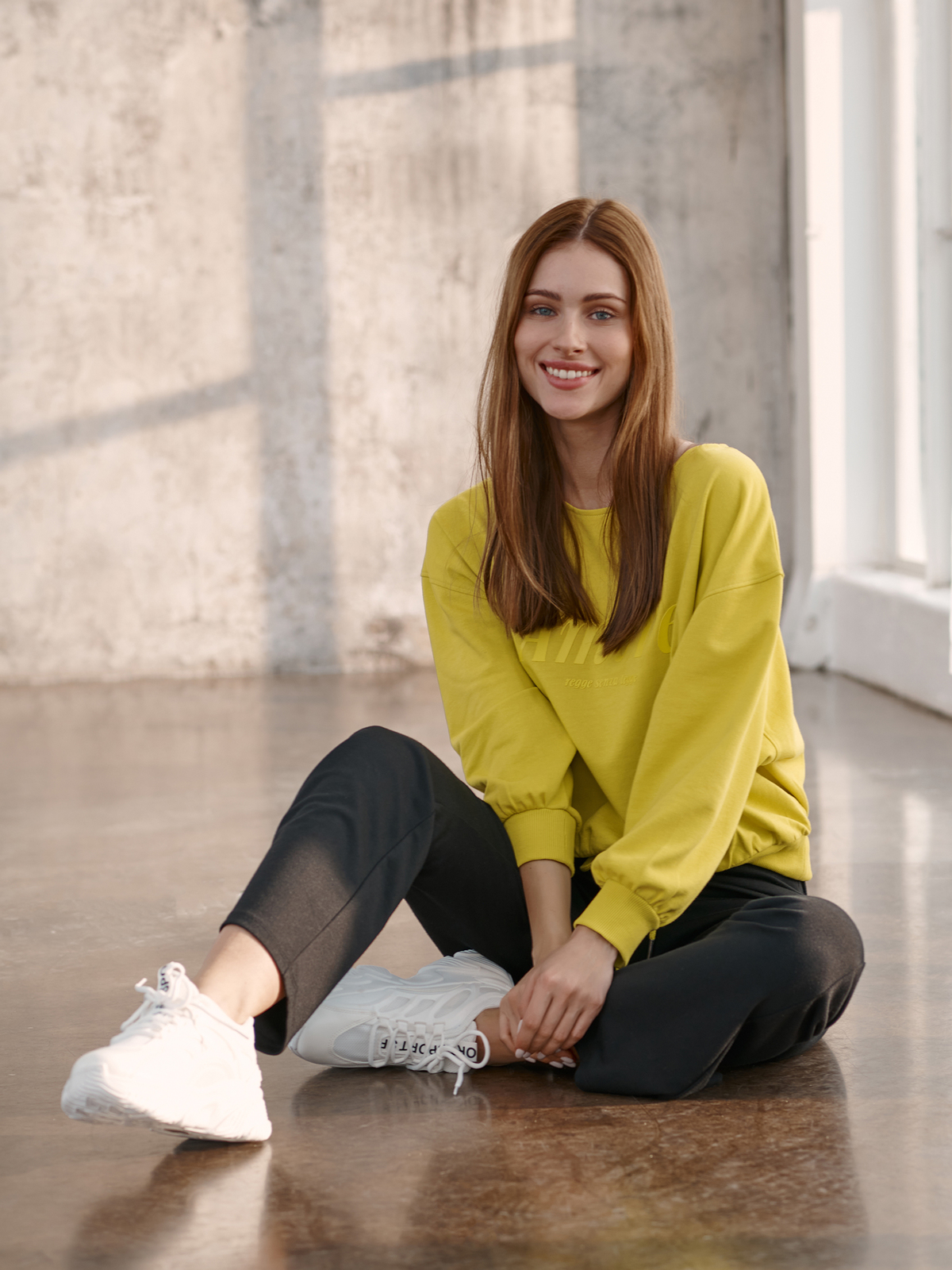 Yellow women`s blouse cotton loose fit