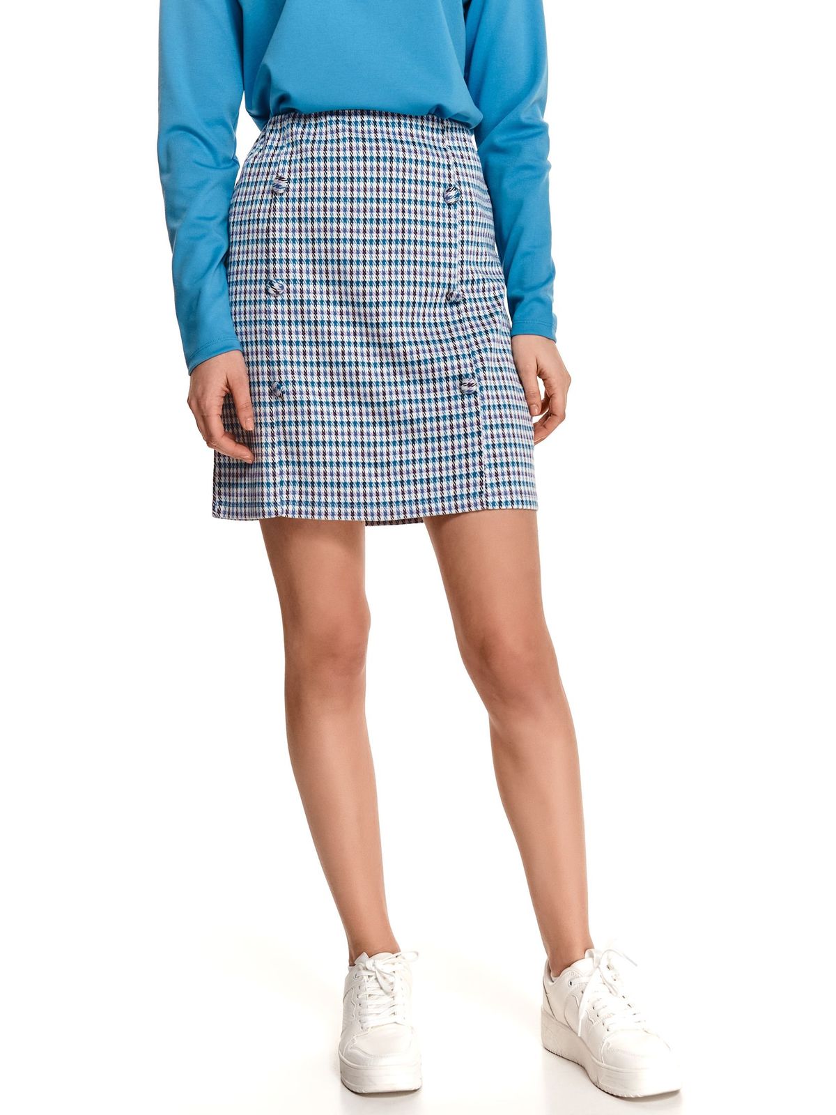 Blue skirt cloth pencil with chequers