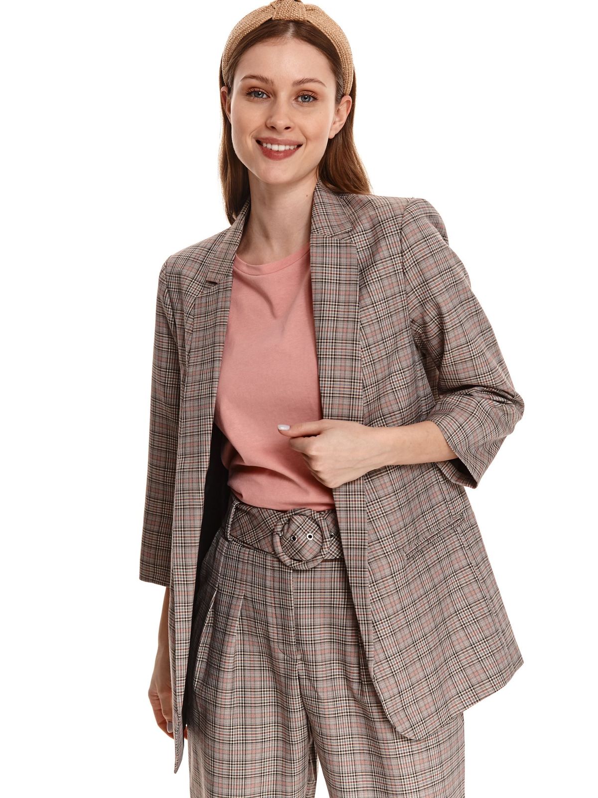 Brown jacket cloth with chequers loose fit