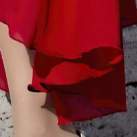 Rochie din voal rosie midi asimetrica in clos cu volanase la maneca - StarShinerS