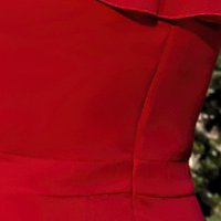 Red Midi Asymmetric Chiffon Dress with Ruffled Sleeves - StarShinerS