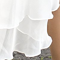 Rochie din voal ivoire midi asimetrica in clos cu volanase la maneca - StarShinerS