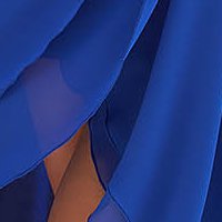 Kék aszimetrikus muszlin midi harang ruha fodros ujjakkal - StarShinerS
