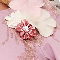 Rochie din stofa usor elastica roz prafuit tip creion cu decolteu in v la spate - StarShinerS