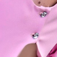 Rochie din stofa elastica roz midi in clos cu decolteu in v la spate - StarShinerS